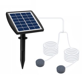 Oxigenador de Bomba de Aire de Acuario Solar con 2 Piedras de Burbujas de Aire, Aireador de Estanque de Energía Solar Ajustable de Modos, Aireador de Bomba de Oxígeno de Aire de