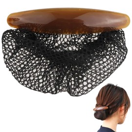 Koeido Barrette with Chignon Net, Simple Ribbon, Brown