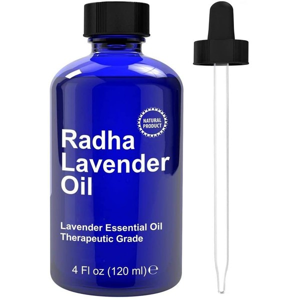 Radha Beauty - Lavender Essential Oil 4oz - Premium Therapeutic Grade, Steam Distilled for Aromatherapy, Relaxation, Sleep, Laundry, Meditation, Massage, Headaches