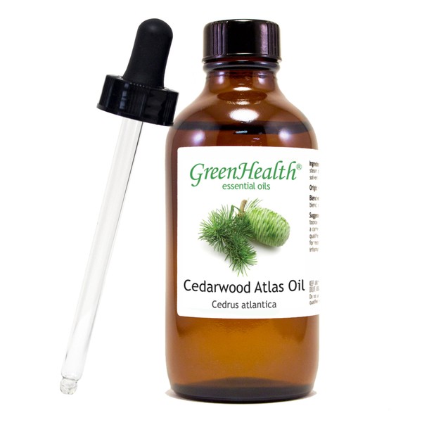 Cedarwood Atlas – 4 fl oz (118 ml) Glass Bottle w/Glass Dropper – 100% Pure Essential Oil – GreenHealth