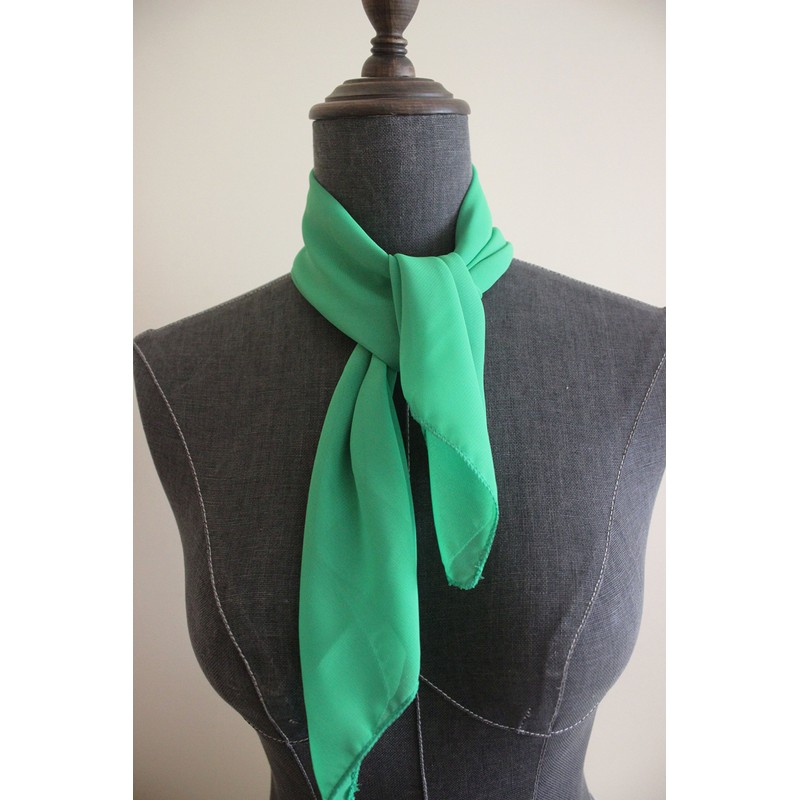 Solid Color Chiffon Square Head Scarf Blend Neckerchief (Green)