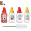 4 mini botellas de condimento con cepillo de limpieza, sin