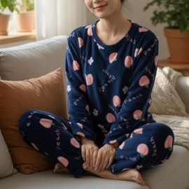 Women Winter Compression Microfiber Peach Pajamas Pajamas Homewear Set L/Peach Pink