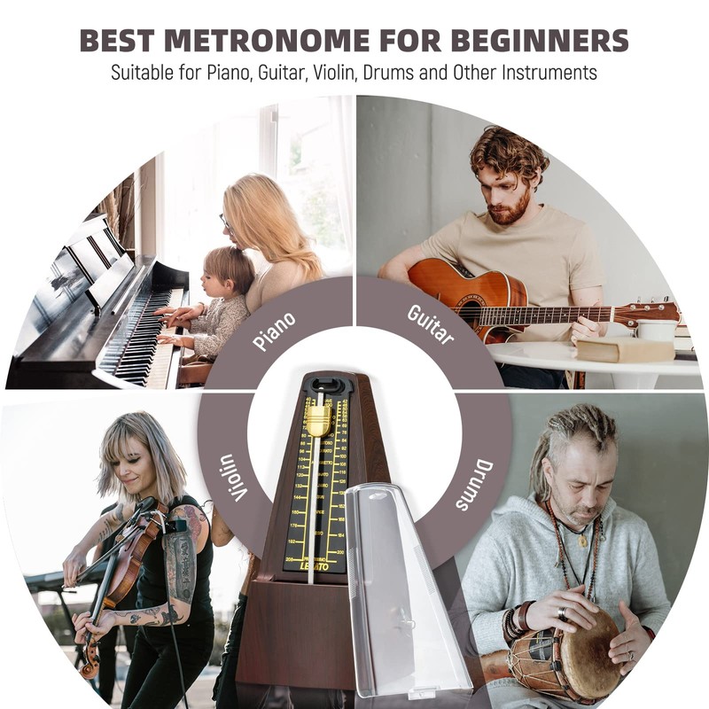 Mechanical Metronome with Bell, LEKATO Universal Metronome for Piano Guitar