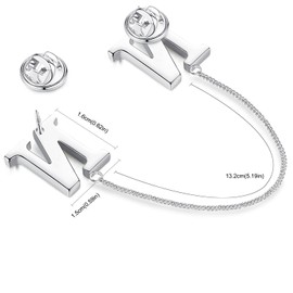 HONEY BEAR Alphabet Letters Chain Brooch Pin for Women Men Shirt Suit Neck Collar Label Pin with Tassel,Stainless Steel for Business Gift,A to Z (N)