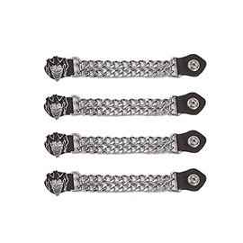 GARGOYLE BELLS Motorcycle Vest Extenders Set Biker Vest Chain with Genuine Leather Double Chain for men【4Pcs】