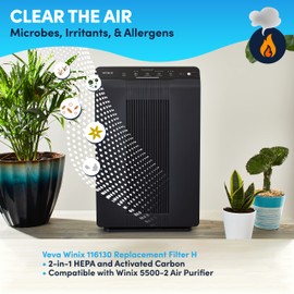 Veva 1 Pack of replacement filter compatible with Winix Filter H 116130 for Model 5500-2 Air Purifier - 1 HEPA, 1 Honeycomb Carbon