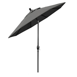 California Umbrella 7.5' Rd Pacific Trail Series Aluminum Patio Umbrella, Crank Lift, Push Button Tilt, Black Finish, Sunbrella Charcoal Fabric