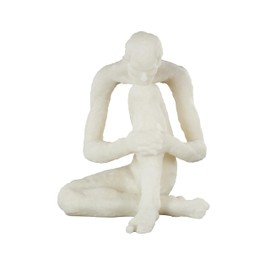 Deco 79 Polystone People Decorative Sculpture Thinking Home Decor Statue with Shimmer, Accent Figurine 12" x 10" x 14", White