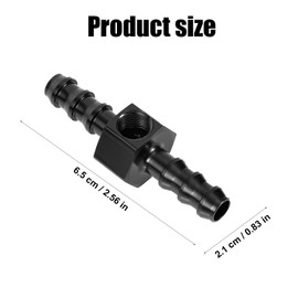 5/16 Barb Fuel Pressure Gauge Fitting Adapter, Premium Aluminum Inline Fuel Pressure Gauge Connectors 5/16 Fuel Pressure Sensor Gauge Port Adapter(Black)
