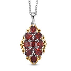 Shop LC Red Garnet Mix Stainless Steel Platinum Plated Chain Pendant Necklace for Women Jewelry Birthday Gifts Size 20 Inches Ct 3.9