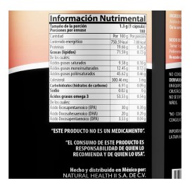 Natural Health Aceite Puro De Salmón Noruego 180 Caps Sfn Sin Sabor
