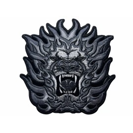 African Lion Tribal Flames Angry 4 Inch Embroidered Patch IV3296 F4D22Q