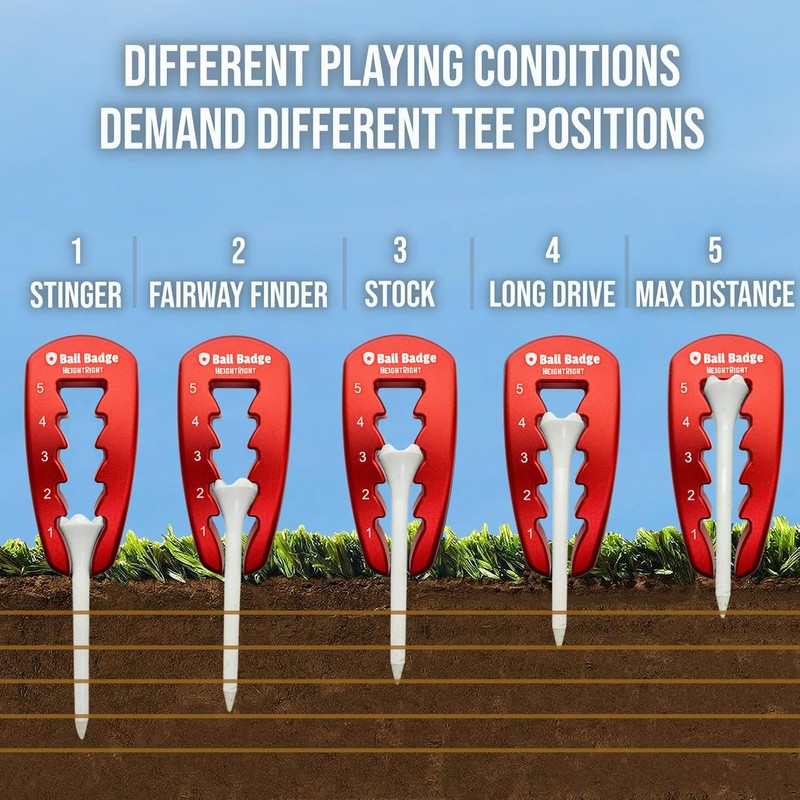 Ball Badge HeightRight Adjustable Golf Tee Height Tool – Precision