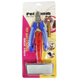 ToolUSA 3-Piece Pet Care Set | 5-1/4" (13.3 cm) Safety Nail Clipper with Guard | Pleasurable Wire Brush | 2” (5.1 cm) Obedience Dog Whistle with 1” (2.5 cm) Key Ring