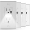 SOZULAMP Receptacle Outlet with Night Light,White Standard Decorator Electrical Wall