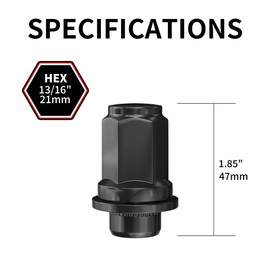 Richeer 24Pcs M12x1.5 OEM Factory Style Black Lug Nuts for Tacoma, 4Runner, FJ Cruiser, GX460, GX470, Mag Washer Style, 1.85 inch Tall - 13/16"(21mm) Hex, 12x1.5 Black Lug Nuts