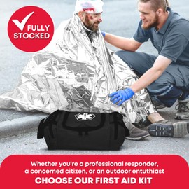 Ever Ready First Aid EMS First Responder Fully Stocked Trauma First Aid Kit – Black