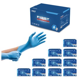 FIRST GLOVE Volt Large 100 Ct. 6 Mil Blue Nitrile Disposable Gloves - Food Safe Disposable Gloves, Disposable Cleaning Gloves, Micro Textured Gloves for Enhanced Grip, Latex Free Gloves
