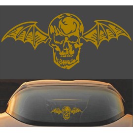 Avenged Sevenfold A7X Death Bat Metal Band Vinyl Decal Sticker (8" x 3.5", Metallic Gold)