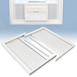 Flamorrow Window Air Conditioner Side Panels with Frame, Fits 10,000 BTU Window Air Conditioners, AC Accordion Filler Kit and Air Conditioner Curtain Replacement for Window AC Units