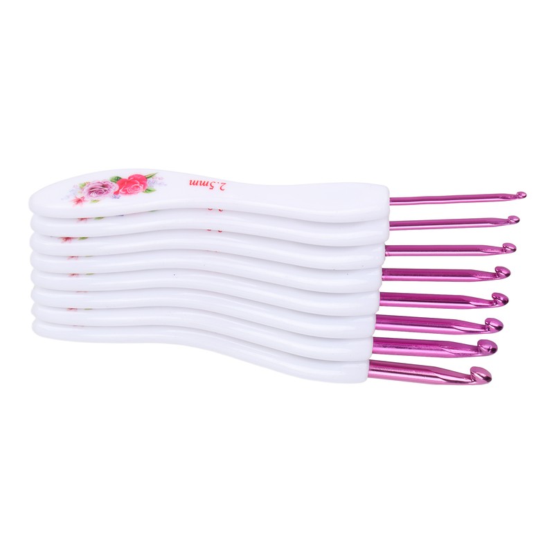 8pcs Crochet Hooks Curved Soft Handle Comfortable Portable Knitting Tool