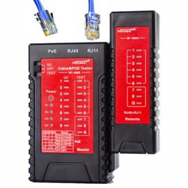 NF468S Network Cable Tester, RJ11 RJ12 RJ45 Ethernet Tester for CAT5 CAT5E CAT6 CAT6A, POE Continuity Test Cable Mapper Network Tools Telephone line CAT3