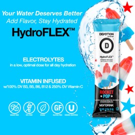 Devotion Nutrition HydroFLEX Water Flavoring Packets – Sugar-Free Hydration with Vitamins & Electrolytes – Dye-Free, Gluten-Free (Rocket Pop) 12-Pack Drink Mix