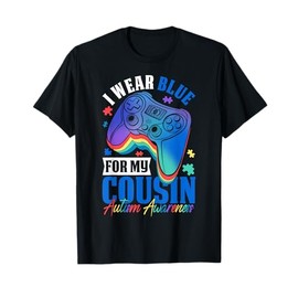 I Wear Blue For My Cousin Autism Awareness Gamers Puzzle T-Shirt