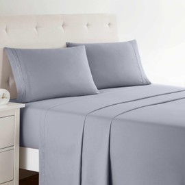 Clara Clark Full Sheets Set, Deep Pocket Bed Sheets for Full Size Bed - 4 Piece Full Size Sheets, Extra Soft Bedding Sheets & Pillowcases, Full Gray Lavender