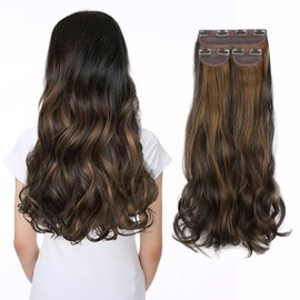 Daimeisy Clip in on Hair Extensions 3PCS 16" 150g Not Heavy But Easy To Use Adjustable Invisible Full Head Hidden Crown Hair Clip Extension for Women Can be Ponytail Dark Brown &Pale Ash Blonde Hair Extensions