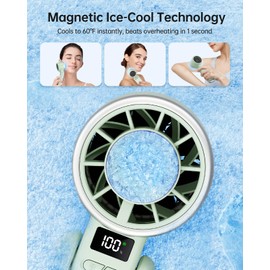 TriPole Portable Handheld Turbo Fan with Ice Cooling, 5 Speed Battery Rechargeable Foldable 3 in 1 Mini Fan, Neck & Desk Fan, Quiet Personal Fans for Outdoor, Travel, Camping, Hiking, Working