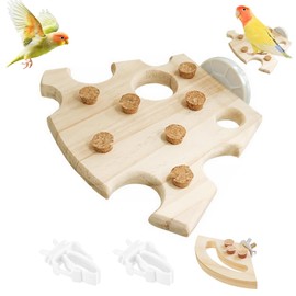 Vogelkau-Spielzeug mit Schraubbefestigung, Holz-Futtersuche für Papageien, Sittiche, kleine & mittelgroße Vögel, sicher & langlebig(Käse)