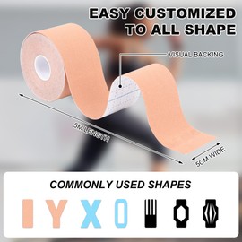 TeJoyce Kinesiology Tape 3 Rolls, Breathable Sports Tape, Physio Elastic Athletic Tape, Waterproof Kinesiology Muscle Tape for Knee, Shoulder, Ankle Muscles, 5CM * 5M, 3 Colors (No Pre-Cut, 5 CM* 5 M)