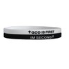 VOLLYOO God Is First Bracelet, GOD IS FIRST IM SECOND Christian Religious Faith Rubber Bracelets Engraved Inspirational Bible Verses Cross Silicone Bracelet For Women Men Gifts Black White