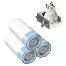 60Pcs Self-Cleaning Cat Litter Box Bags, 3Rolls Drawstring Trash Bag Electric Automatic Cat Litter Box Self-Cleaning Liners Receptacles Bags, Heavy-Duty Extra Thick Compatible with Litter-Robot 3/4