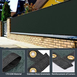 Kesfitt Fence Privacy Screen,4X50FT Heavy Duty 170GSM Fence Covering Privacy with Straps & Brass Grommets,90% Privacy Blockage Mesh Shade Net for Balcony Yard Outdoor Pool(Deep Green)