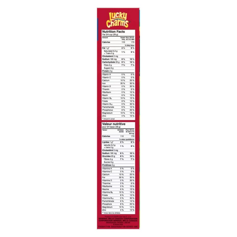 LUCKY CHARMS Cereal Family Size, 526g/18.6 oz., {Imported from Canada}