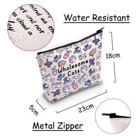 JXGZSO Cartoon Cat Meme Makeup Bag Kawaii Cat Lover Gift Wholesome Cats Cosmetic Bag Gifts For Cat Pet Lovers