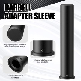 GreenBean 2PCS Olympic Adapter Sleeve 11.8" with Olympic Barbell Clamps 2", Converts 1" Standard Weight Plate Posts to 2" Olympic Weight Plate Posts, Removable end Cap