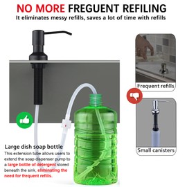 SonTiy Soap Dispenser Extension Tube Kit with Upgraded Check Value, 47" Under Counter Soap Dispenser Tube for Kitchen Sink, Fit Most Soap Containers, Powerful Suction, Easy to Install