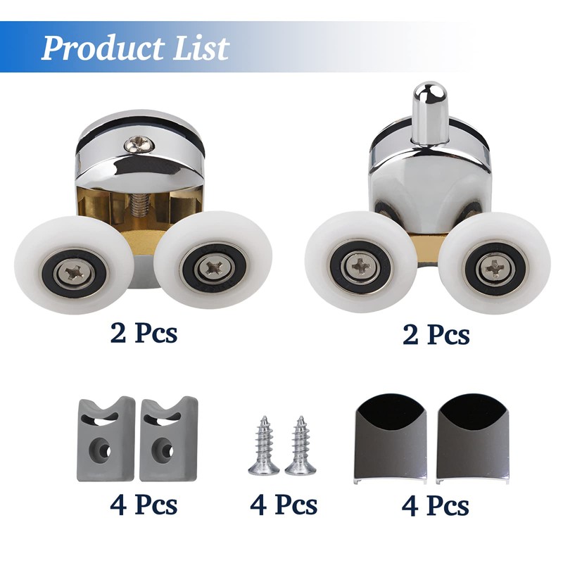 FUYIOCN Shower Door Rollers,Set of 4 Twin Shower Door Rollers
