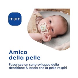 MAM Original Start Nano Dummy, Set of 2, Size 0-2 Months, Natural Rubber Teat, Organic Round, with Dummy Bag, Pink