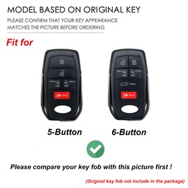 Hontumax Premium Leather 6-Button Key Fob Cover Case for Toyota Sienna Minivan 2021 2022 2023 2024 2025 2026 (Black)
