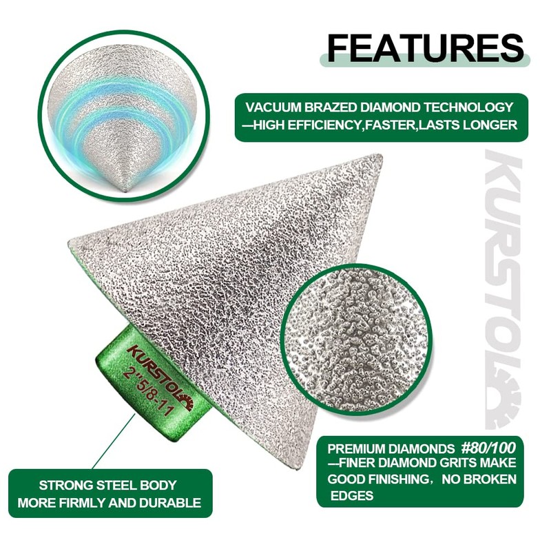 KURSTOL Diamond Cone Tile Bit - Diamond Countersink Drill Bit