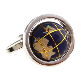 Globe Earth Really Spins Cufflinks with a Presentation Gift Box