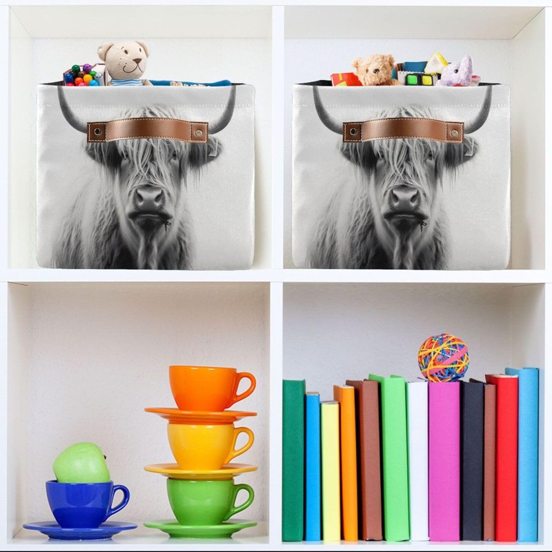 WELLDAY Storage Basket Highland Cow Closet Storage Bin Cube Organizer