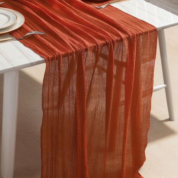 VNNOPG Cheesecloth Gauze Table Runner - 120inch Rustic Boho 10ft