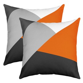 Loussiesd Set of 2 Geometry Strip Lines Throw Pillow Covers Geometric Grey Orange Black Cushion Case for Home Living Room Decor Reversible Abstract Art Decorative Throw Cushion Case 20x20 Inch