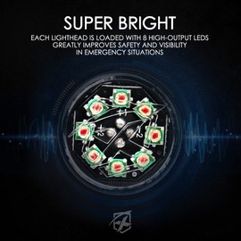 Xprite Amber LED Hideaway Strobe Lights Kit, Emergency Caution Hazard Warning Flashing Light Bulb for Grille Headlight Taillight Surface Mount, Construction Vehicles Tow Trucks ATV UTV Cars - 2PC